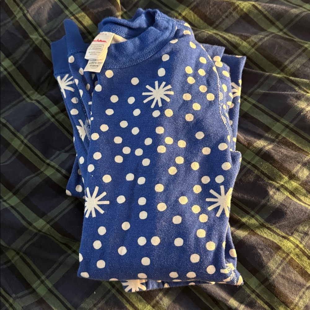 Blue Polka Dot Snow Hanna Anderson Kids Pajamas 140 cm US 10